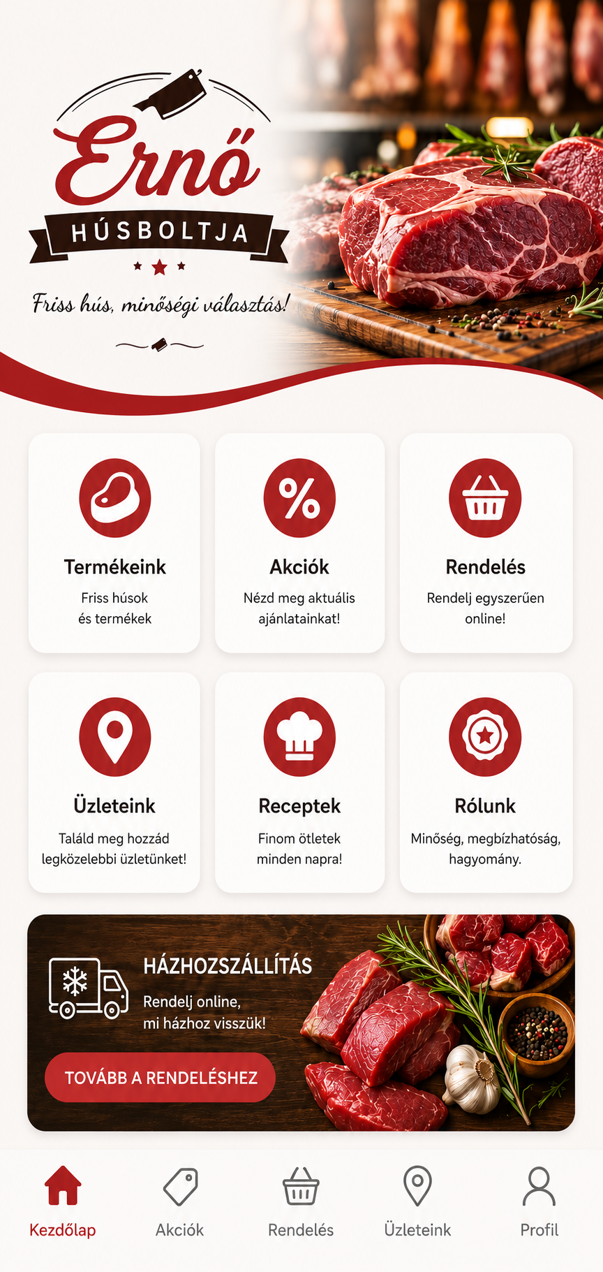 Fitt Sarok Edzőterem alkalmazás kezdőképernyője